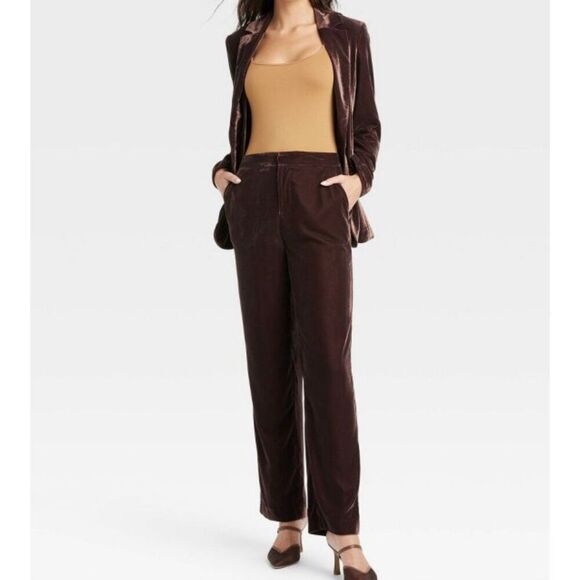 A New Day NWOT brown velvet trouser pants size 4 - Picture 12 of 14